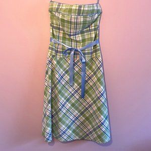 Duck Head Jeans strapless gingham A-line midi swing dress Size 9